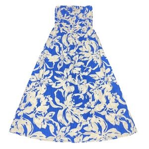 Billabong Blue White Floral Strapless Midi Dress NWT Medium Surf Beach